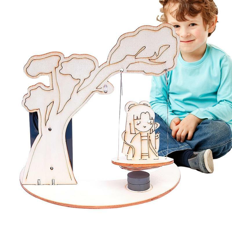 Stem DIY Toy Swing Model Toy Wooden Science Educational Toy Handmade Magnetic Swing Set For Educational Purposes In Classroom