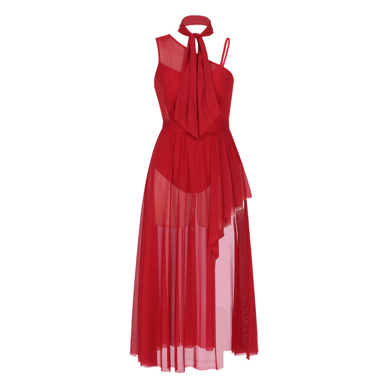 Robe de danse lyrique pour femmes, en maille pure, sans manches, Tutu de Ballet, justaucorps, avec foulard, vêtements modernes, nouvelle collection 2022