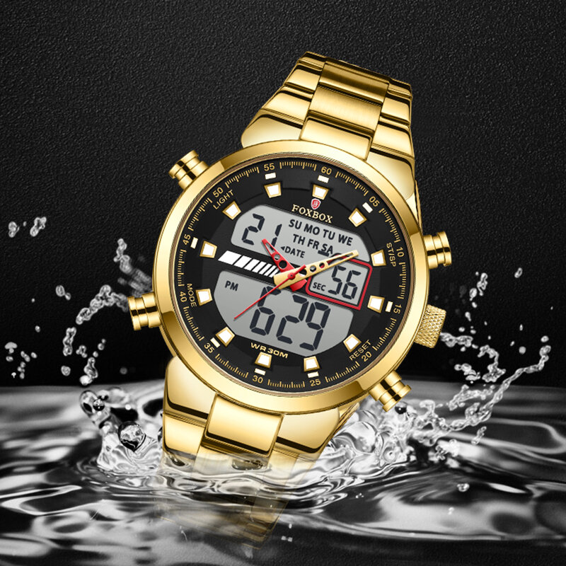 LIGE Fashion Men Watch FOXBOX Luxury Brand Sport Watch For Men Chronograph Quartz Wristwatch Military Waterproof Montre Homme