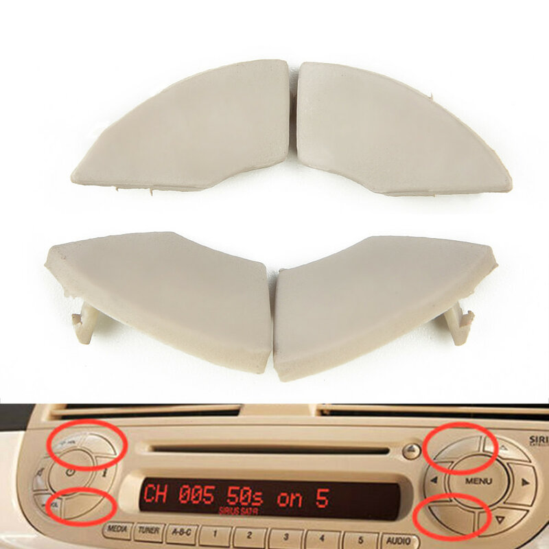 4Pcs Beige Buttons Trim Cover  For Fiat 500 Radio From 2008 Onwards Radio Single Choice Cd Button Trim Mold Cover Removal
