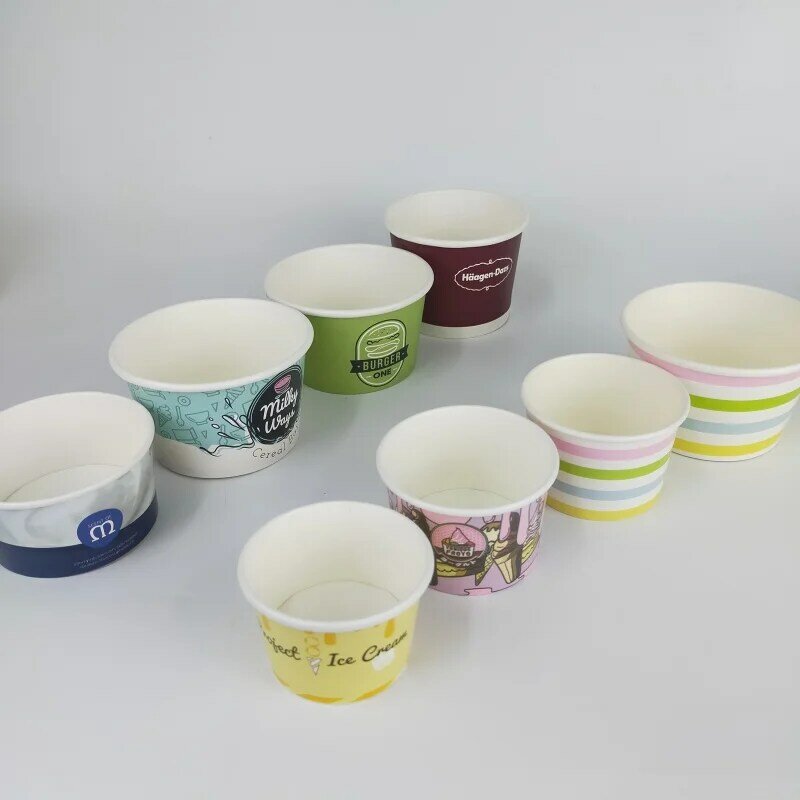 Индивидуальная продукция, дружественные бумажные чаши с крышками для печати на заказ, 2-26 унций