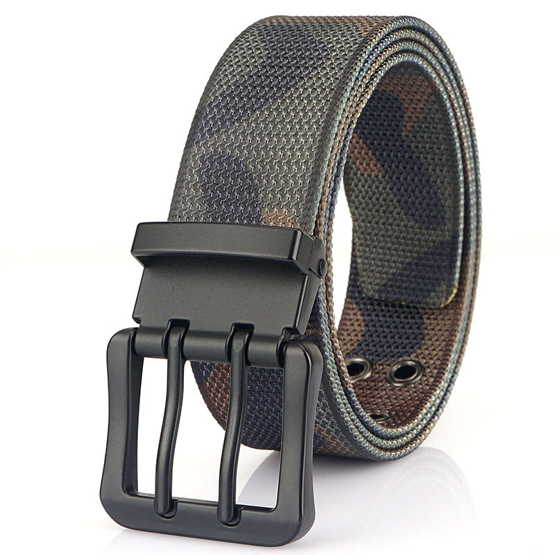 New Double Pin Buckle Durable and Strong Nylon Men's Belt Fashionable Youth Leisure Belts for Men Luxury Designer