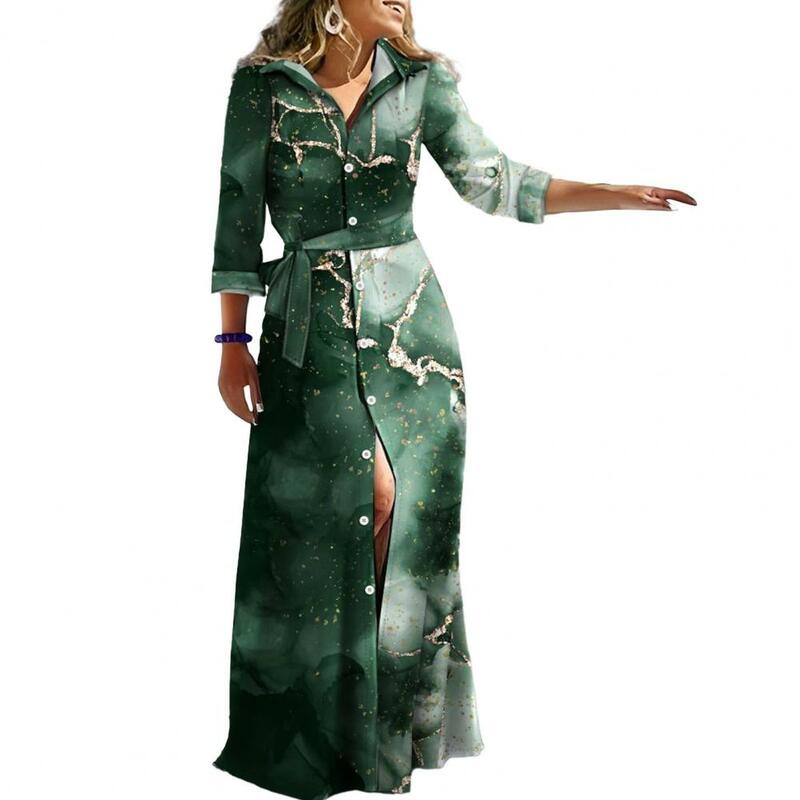 Ciasna talia sukienka sukienka Maxi z nadrukiem w paski elegancka, długa rękaw damska na imprezę bal sukienka ze sznurowaną talią wiosna/jesień moda