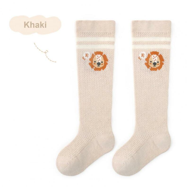 1 Pair Durable Toddler Socks  Mesh Design Bright Color Baby Girl Socks  Cartoon Rabbit Pattern Striped Kid Long Tube Socks