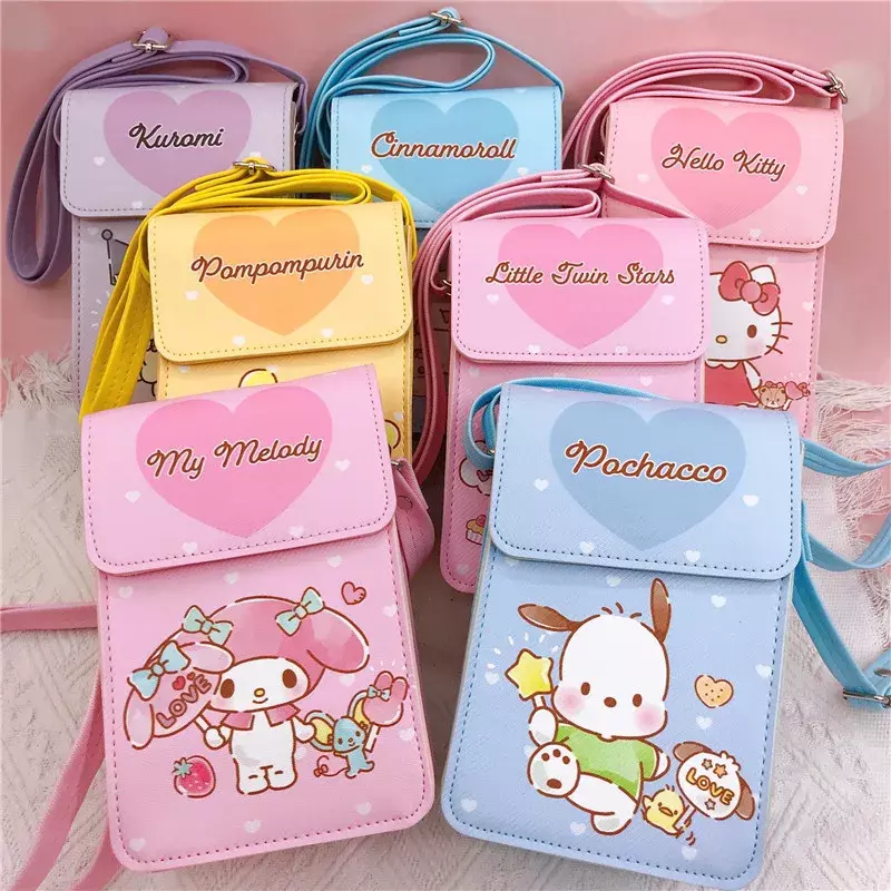 Frauen Schulter Taschen Sanrio Anime Umhängetasche 12x 7,5 x17cm Mini Geldbörse Mädchen Tragbaren Lagerung Handy Tasche original