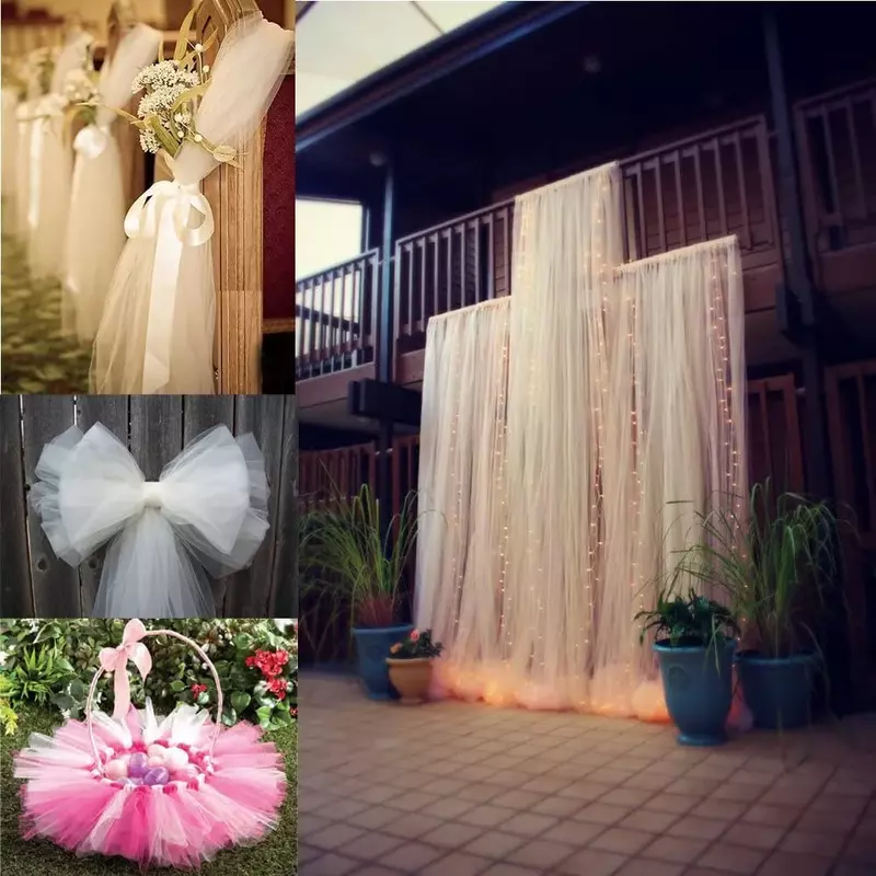 54 "X 40 jardów tkanina tiulowa w rolce dla spódnice na stół, suknia ślubna, dekoracje ślubne DIY