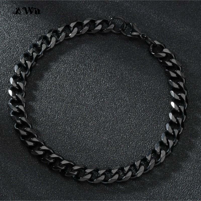 Awit Miniamlist Men Bracelet Gold Jewelry Street Style Stainless Steel 316L 18k Gold Plated Cuban Chain Bracelets For Women