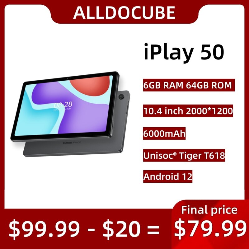 Alldocube-iPlay50 Tablet Android 12, 4GB de RAM, 64GB de ROM, 10.4 Polegada, Dual SIM, LTE, Phonecall Pad, 6000mAh