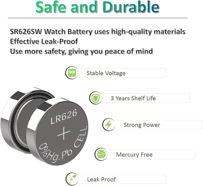Batería alcalina de botón AG4 LR626, 1,55 V, SR626SW, 377, 177, LR66, G4A, 377A, V377, CX66, para reloj remoto