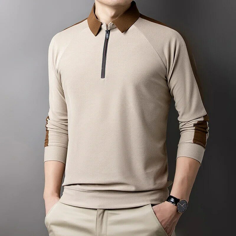 Camisa polo casual de negócios masculina, confortável e respirável, blusa de algodão sólido, luxo, 36USD, verão
