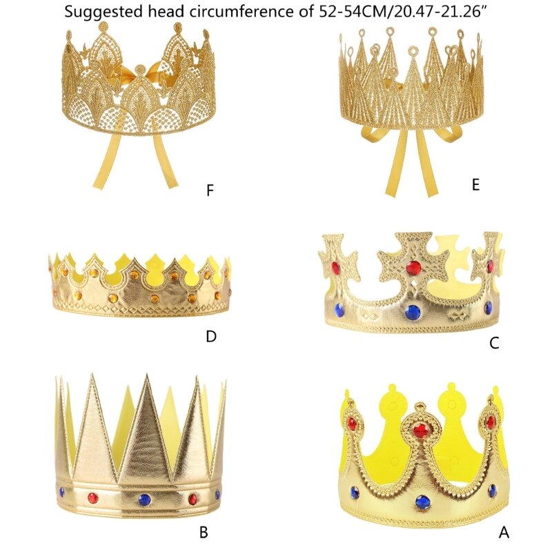 Topi Mahkota Ulang Tahun Mahkota Pangeran Emas Mahkota Raja untuk Alat Peraga Foto Halloween