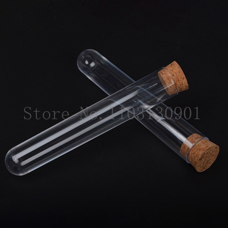 50pcs 100pcs Clear Lab Transparent Plastic Test Tube with Cork for Wedding Favours or School Experiment