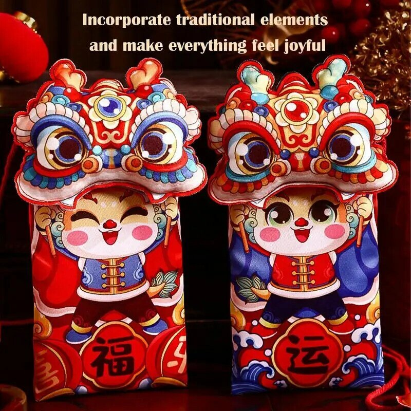 Enveloppes rouges créatives scellées pour le nouvel an lunaire chinois, sacs d'argent, festival du printemps, 1 pièce