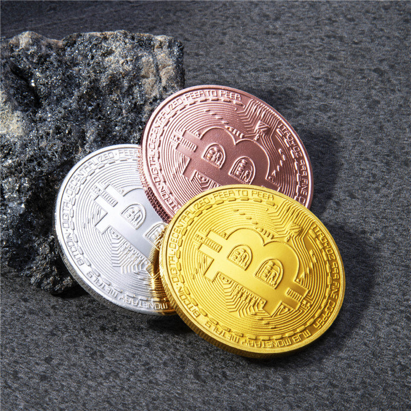 Bitcoin wirtualny moneta pamiątkowy medalion upamiętnia różne metalowe waluty zagraniczne