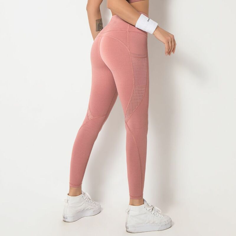 Celana Yoga Wanita Celana Panjang Fitness Lari Olahraga Saku Potongan Wanita Penyambungan Butt Lift Ketat Legging Bersirkulasi Elastis Tinggi