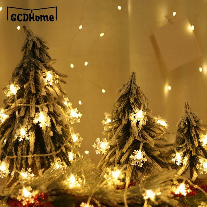 Led guirlanda flocos de neve do feriado cordas luzes de fadas ornamentos pendurados decorações da árvore de natal para a festa em casa noel navidad 2023