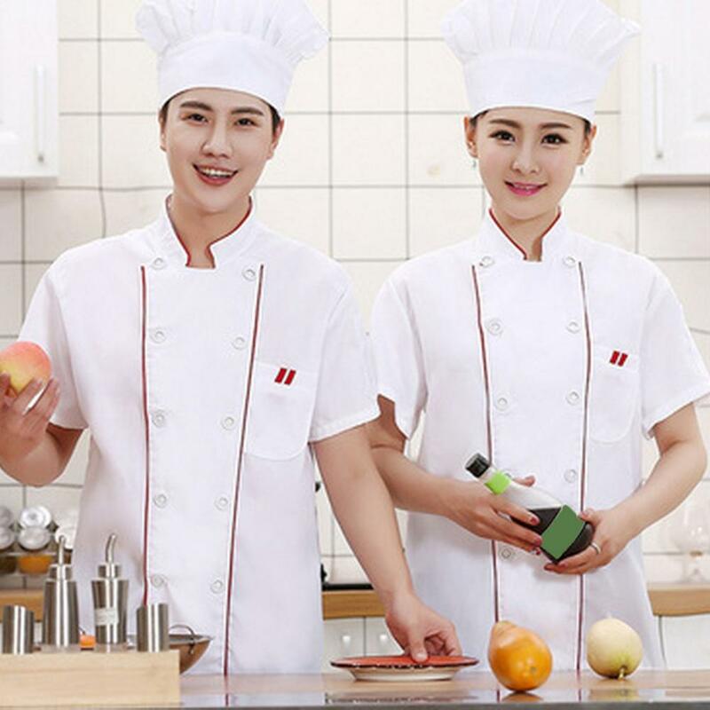 Cotton Blend Chef Uniform Breathable Stain-resistant Chef Uniform for Kitchen Bakery Restaurant Double-breasted Short Sleeve
