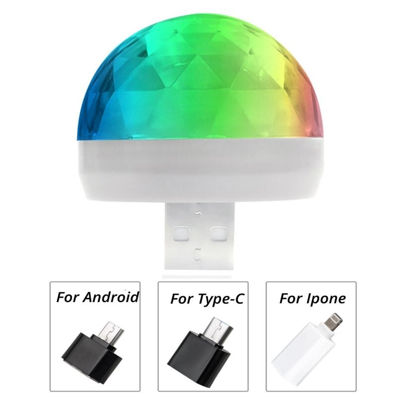 2023 LED USB ديسكو djphase سيارة ضوء المحمولة الأسرة حفلة الكرة الملونة ضوء بار نادي المرحلة تأثير مصباح الهاتف المحمول الإضاءة