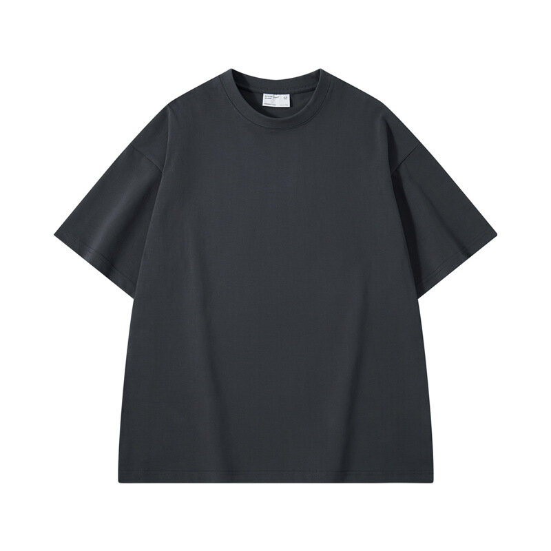 Sycpman-Camiseta holgada de algodón para hombre, camisa de manga corta con hombros caídos, de gran tamaño, de 300 gramos y 10,58 oz, Color sólido, para verano