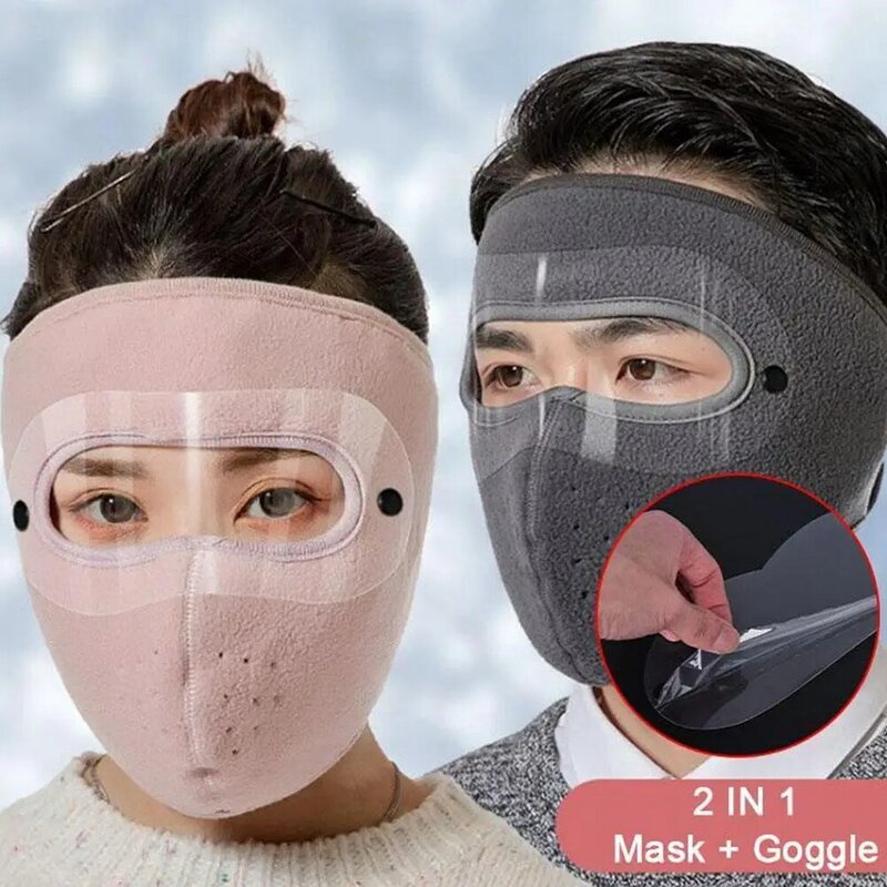 Windproof Anti Dust Full Face Masks Cycling Ski Breathable Masks Eye HD Anti Fog Goggles Hood Cover Winter Warm Hat Caps