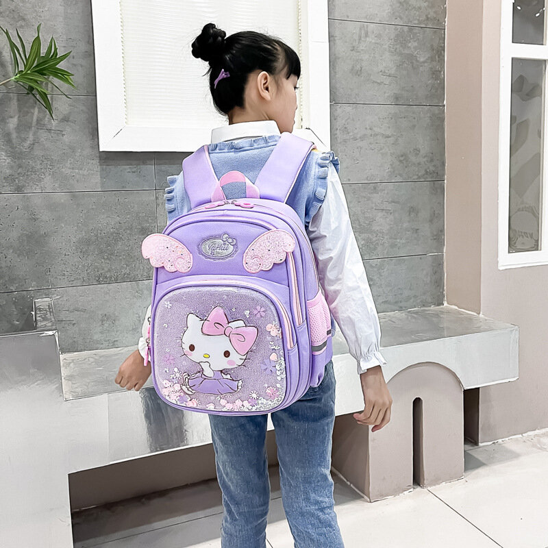 Sanrio Olá Kitty estudante Schoolbag, bonito dos desenhos animados, leve, almofada de ombro, impermeável, grande capacidade mochila, novo