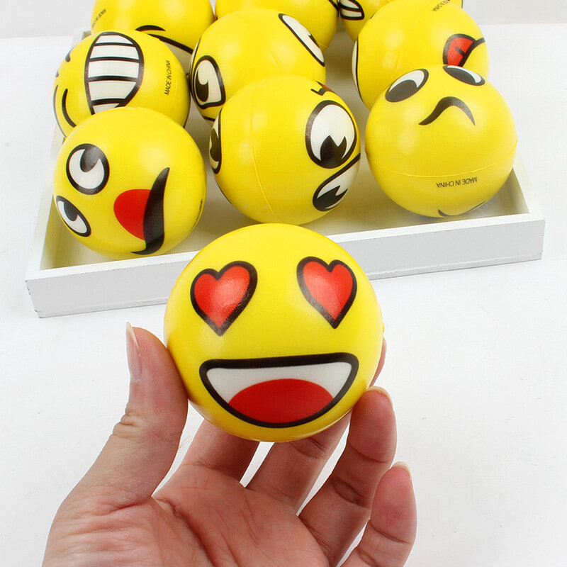 6Pcs/lot 6.3cm Smile Face Foam Ball Squeeze Stress Ball Outdoor Sports Relief Toy Hand Wrist Exercise PU Toy Balls For Children