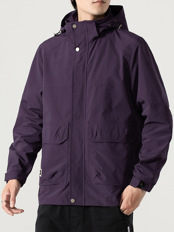 2023 autunno nuova giacca Casual da uomo Multi-tasche abbigliamento impermeabile da esterno giacca a vento con cappuccio uomo cappotti con cerniera Plus Size 8XL