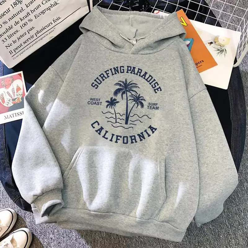 Surf paradies Westküste Kalifornien Sweatshirt weibliche Hip Hop Hoodie Cartoons lose Sport bekleidung Herbst Fleece Frauen Hoody