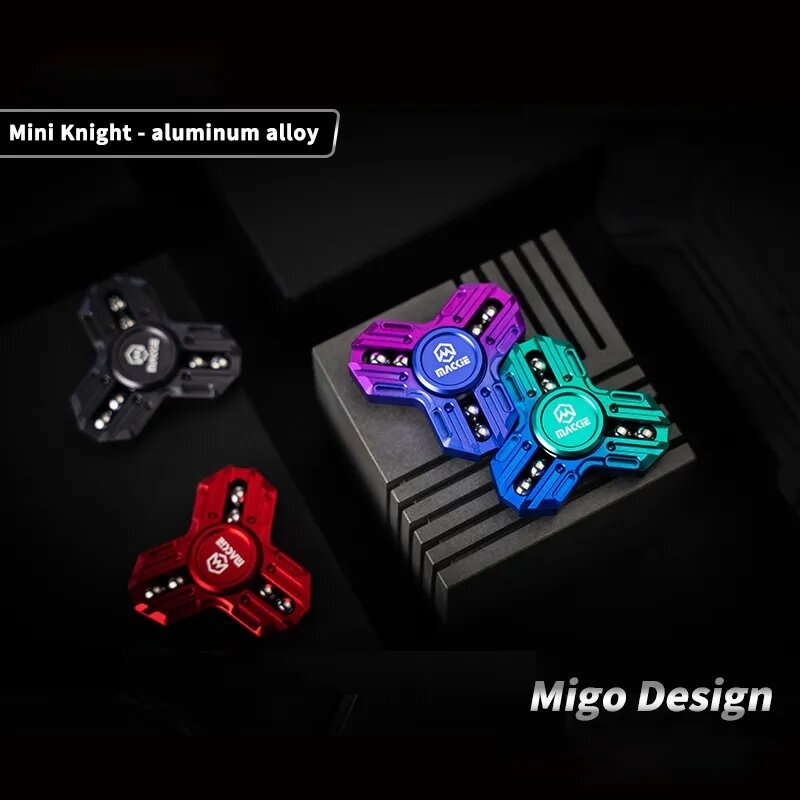 MACKIE Knight-Mini Metal Fidget Spinner para Adultos, EDC Hand Fidget Toy, Aviação Presente, Liga de alumínio
