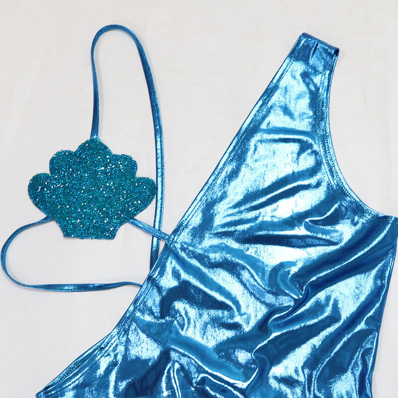 Colore metallico Sexy costume intero 2024 estate moda tinta unita senza maniche Backless triangolo body per le donne Beachwear