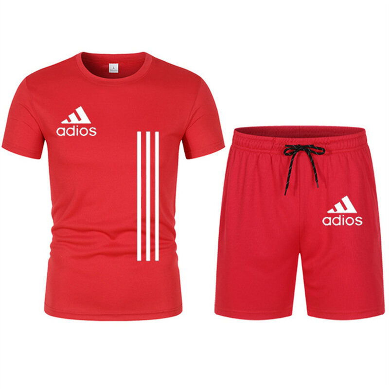 Conjunto de camiseta y pantalones cortos para hombre, Camiseta deportiva estampada de manga corta a la moda para correr, verano 2024
