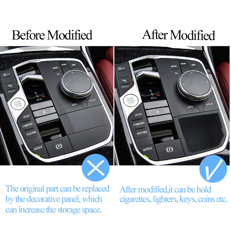 Konsol Tengah Tuas Penggeser Kotak Penyimpanan Modifikasi untuk BMW 2 3 4 X3 X4 X5 X6 Seri F40 F44 G20 G26 G29 G01 G02 G05 G07 G08
