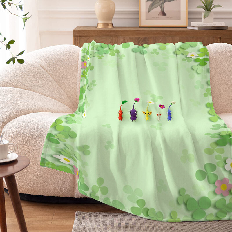 Digital Print Sofa Blankets for Winter P-Pikmin King Size Warm Knee Bed Fleece Camping Fluffy Soft Blankets Microfiber Bedding