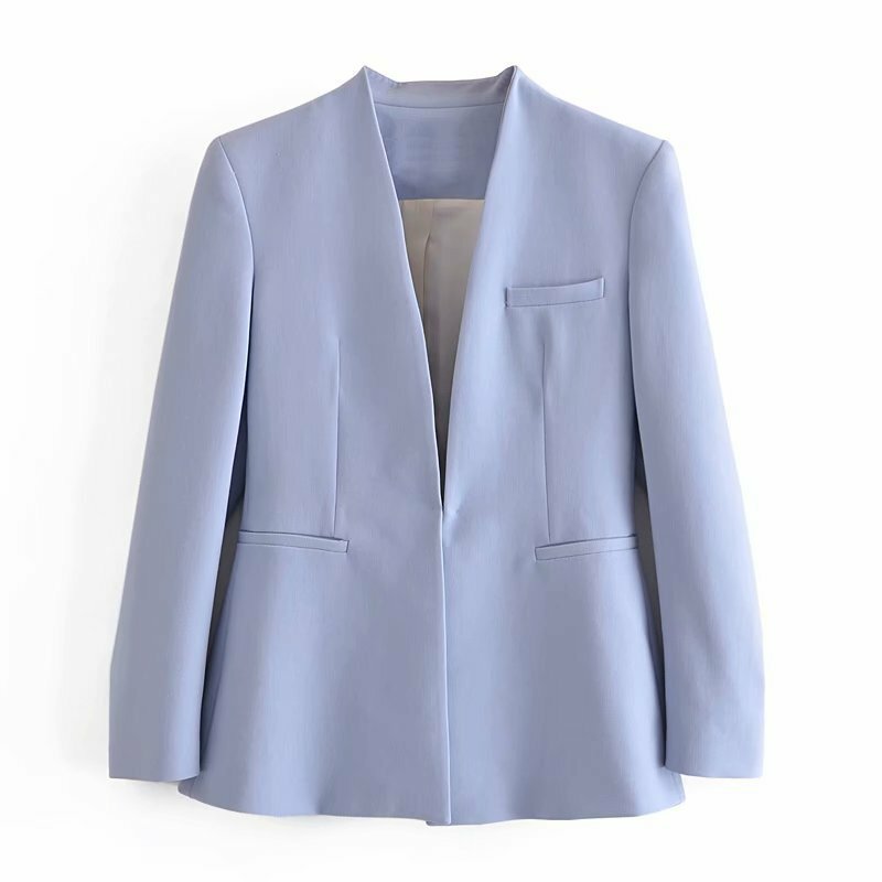 여성용 재킷 노치 블레이저 사무복 바지 정장, 단색 긴 소매 정장