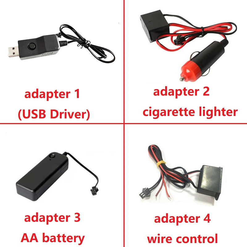 ไฟ LED ภายในรถพร้อมไฟนีออนยืดหยุ่นสูงพร้อมไดรฟ์บุหรี่ USB 1ม./3M/5ม. สีฟ้าน้ำแข็งหลอดไฟ LED สไตล์ร้อนแรง