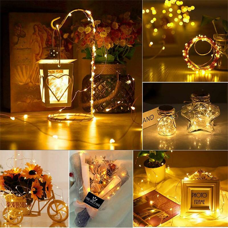 LED Fairy Light String para o Natal, guirlanda alimentada por bateria, luz intermitente, festa de casamento, festival, caixa de presente, decoração lâmpadas
