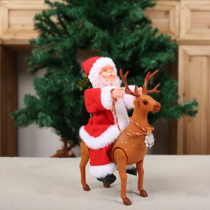 Muñeco de peluche eléctrico de Papá Noel para niño, Juguete musical creativo con escalera de escalada, regalo de Navidad, decoración de Año Nuevo, 2024