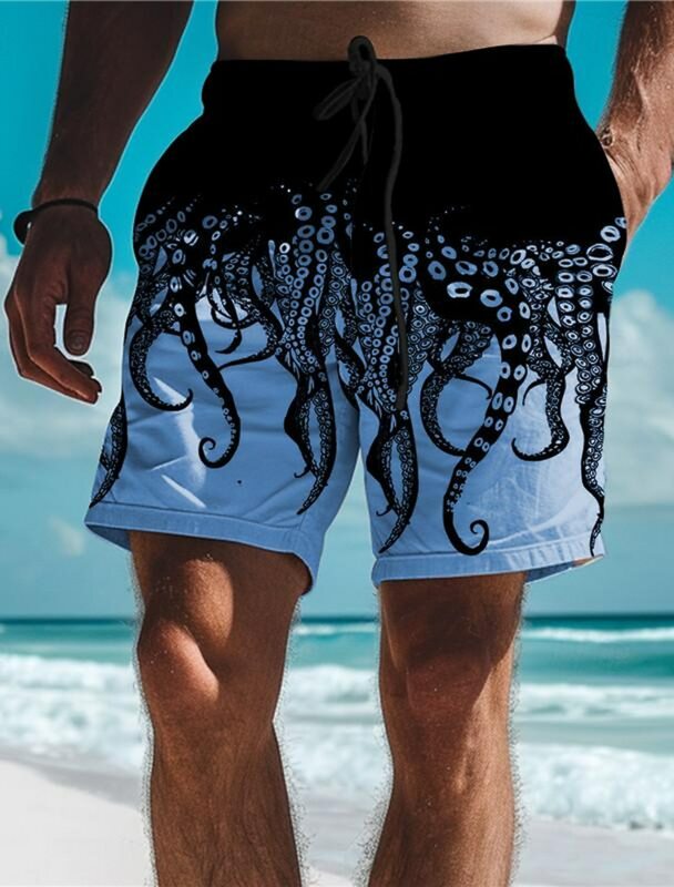 Mode Octopus gedruckt Herren Boards horts Hawaii Shorts Badehose Kordel zug Komfort atmungsaktive Urlaub Urlaub Shorts