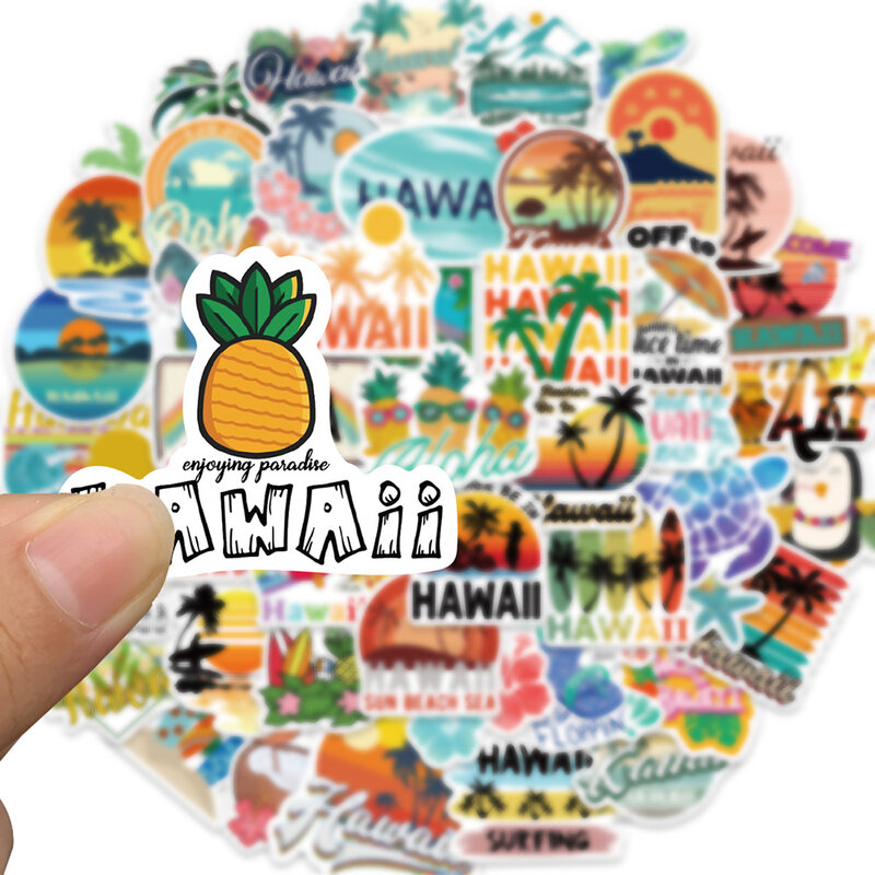 10/30/50PCS Hawaiian Summer Vacation Style Cartoon Sticker telefono fai da te Laptop bagagli Skateboard Graffiti decalcomanie divertimento per regalo per bambini