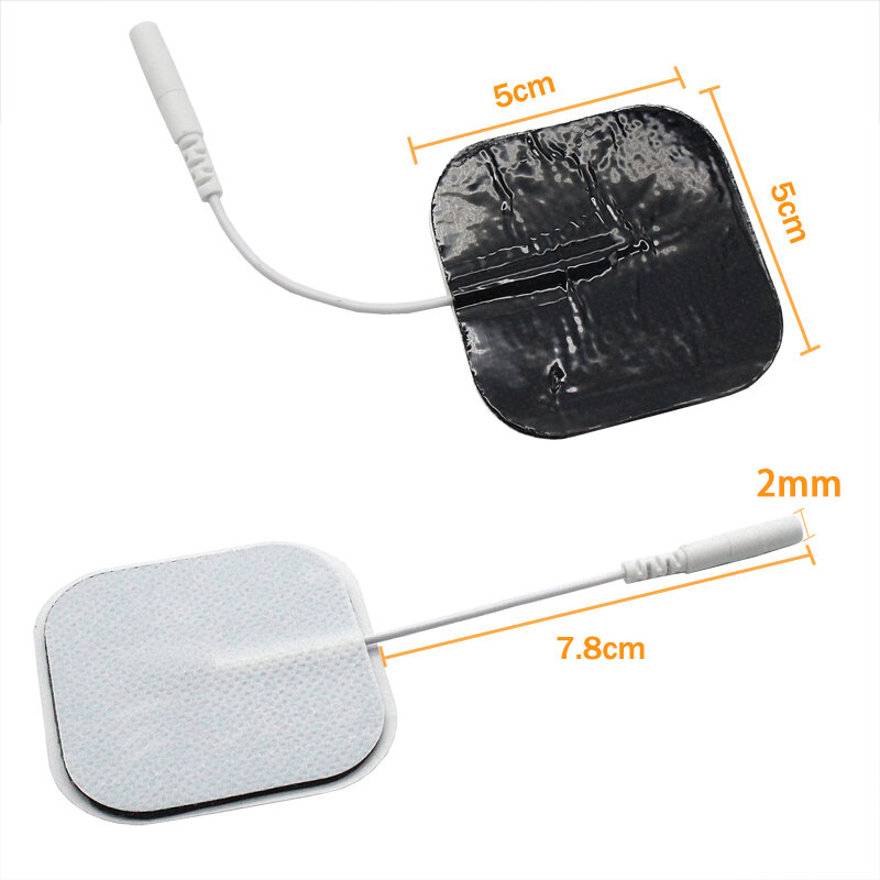 10 Buah Bantalan Elektrode Tens Perekat Diri Tidak Dapat Digunakan Kembali untuk Stimulator Saraf Pemijat Fisioterapi Digital Colokan 2Mm
