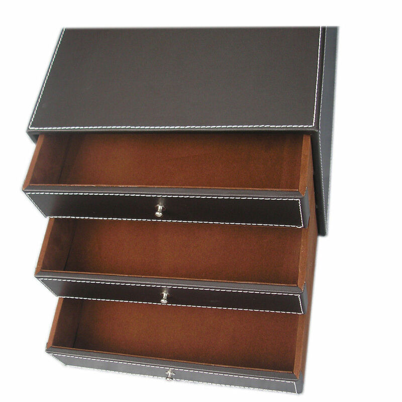3 Drawers PU Leather File Rack Cabinet Office Desk Organizer A4 Paper Magazine Rack Holder Letter Document Drawer