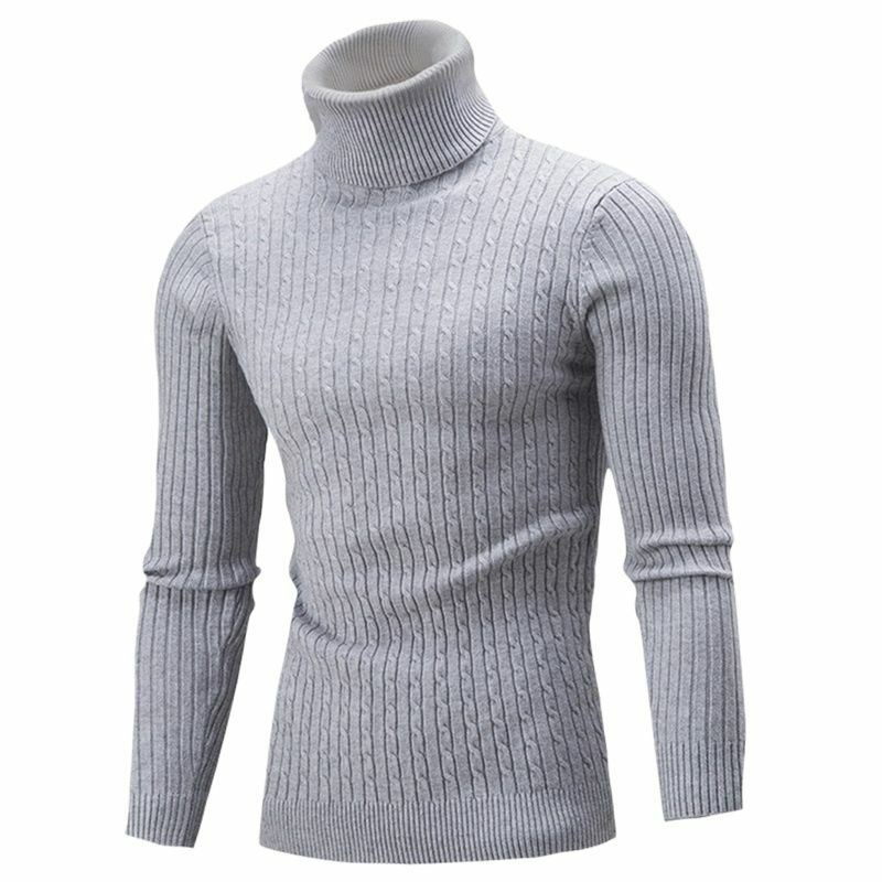 Pull à col roulé pour homme, tricot chaud, coupe cintrée, style décontracté, collection automne et hiver