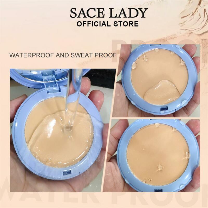 SACE LADY Silk Soft Mist Powder Cake długotrwała kontrola oleju wodoodporna rozjaśniająca makijaż naturalny kosmetyczny Maquiagem