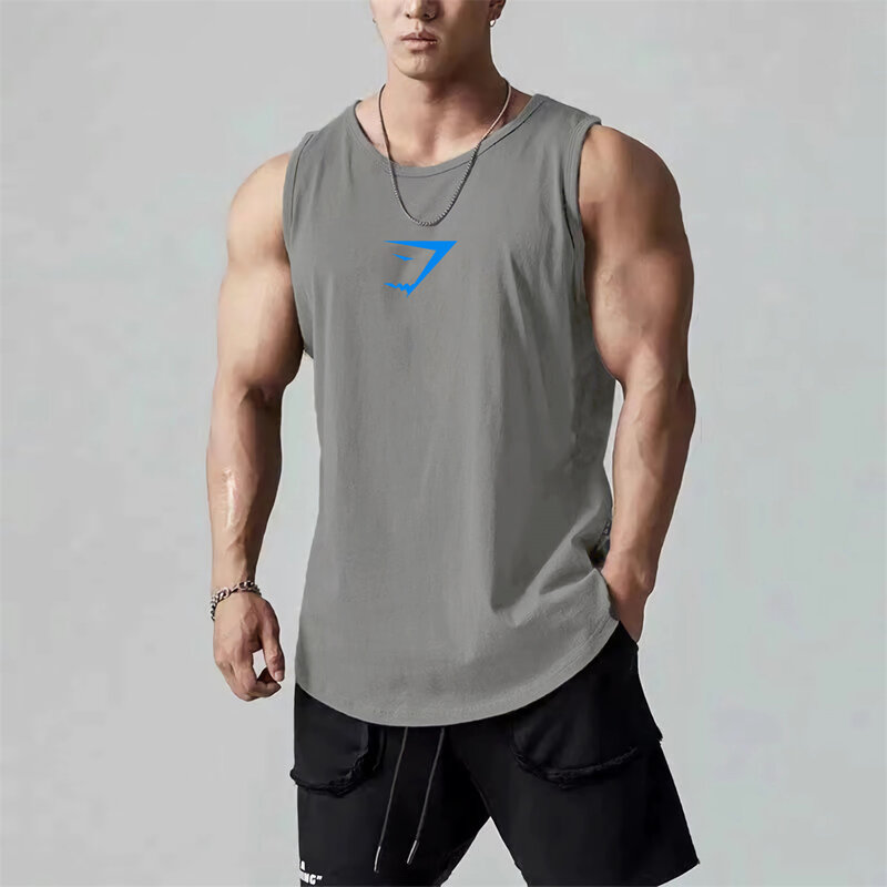 Odzież męska letnie podkoszulki na siłownię odzież sportowa trening Fitness O Neck koszulka bez rękawów koszykówka szybkoschnąca oddychająca kamizelka