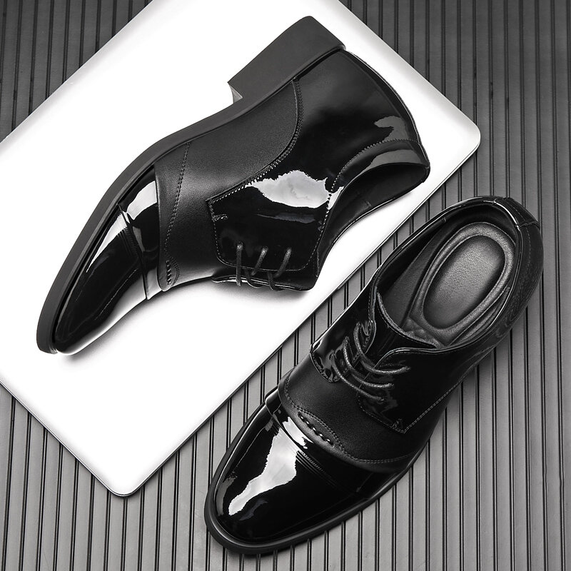 Zapatos de vestir de cuero genuino para hombres, zapatillas de aumento, zapatos de negocios, mocasines de elevación, 8cm, 6cm