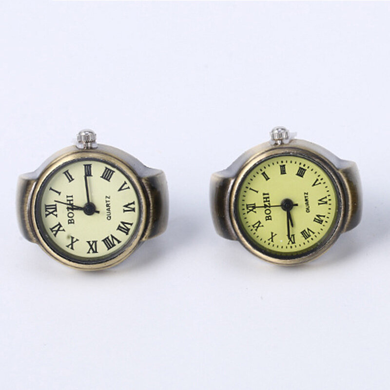 Vintage Vinger Horloge Mini Kleine Elastische Band Legering Horloges Paar Ringen Sieraden Klok Romeinse Cijfers Vrouwen Quartz Horloge Ring