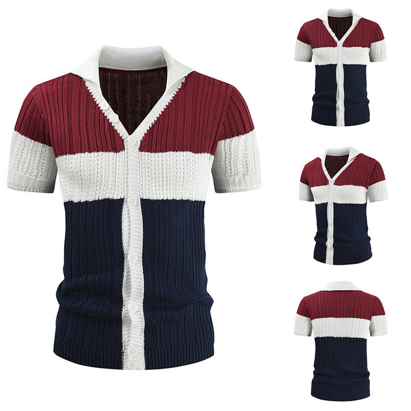 Camisa informal de algodón para hombre, Top de punto con solapa, manga corta, botón, marca asequible, nuevo