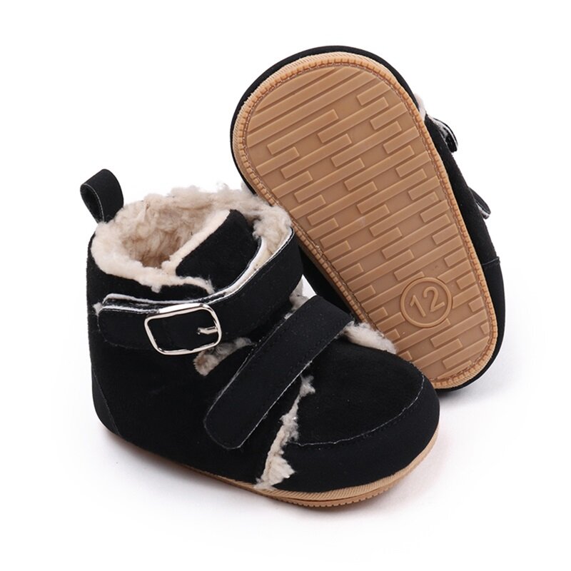 VISgogo Baby Shoes Newborn Girls Snow Boots Winter Cute Ankle Plush Boots Warm Baby Walking Shoes for Toddler Infant 0-18 Months