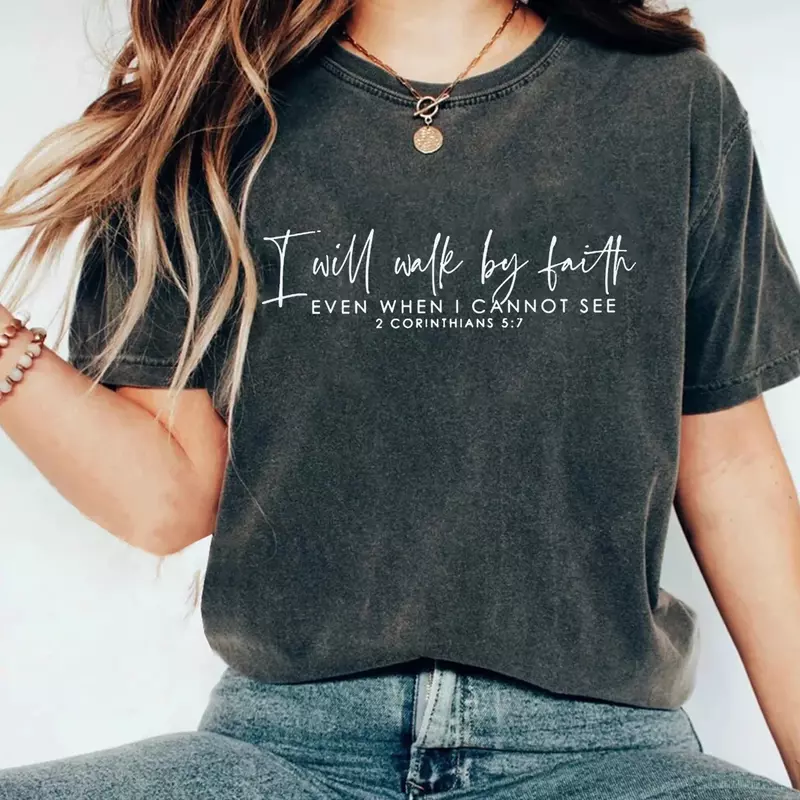 Faith Shirt Christian T Shirt Bible Verse Graphic T Shirts Christian Tshirts Aesthetic Clothes Religious Gifts L