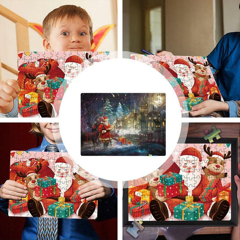 Rompecabezas navideño de cartón, rompecabezas grande de invierno, decoración de Papá Noel para niñas y niños de 2-8 años